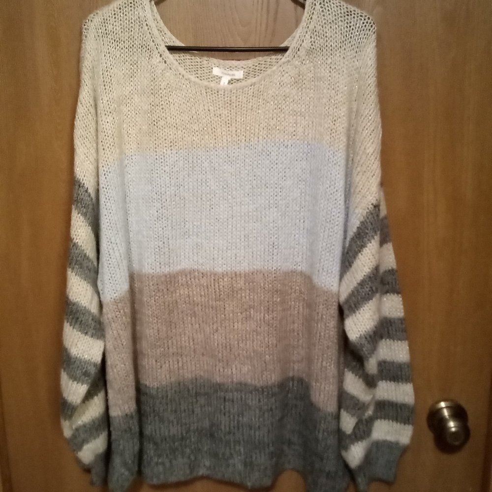 Maurices oversized striped sweater Size 3 sparkle